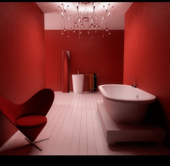 Modern RED Bath Heart Chair The Psychology of Color for Interior Design