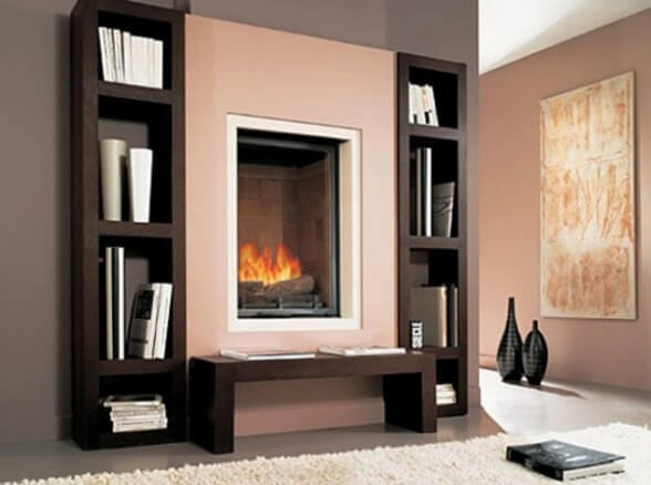 This model combines features of gaz fireplace and book shelves 588x438 The Psychology of Color for Interior Design