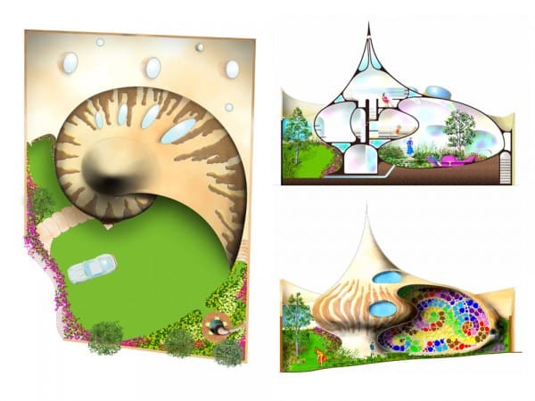 nautilus house 600x450 Eye cacthing Organic Architecture with Whimsical Interior Design