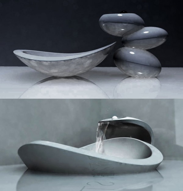 water stone faucet and sink3 1 600x625 Water Stone faucet and sink system elegance by Omer Sagiv