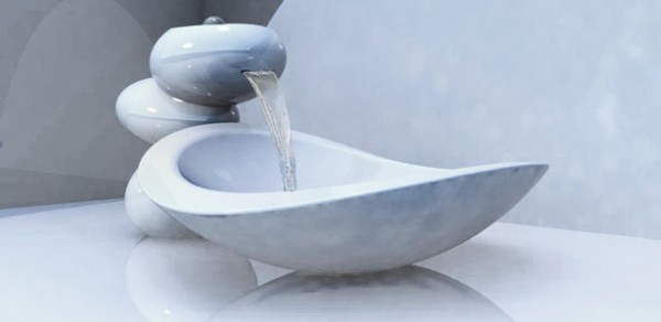 water stone faucet and sink4 600x292 Water Stone faucet and sink system elegance by Omer Sagiv