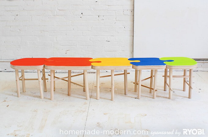 DIY project stools 01 DIY Inspiration Colorful Puzzle Stools for 