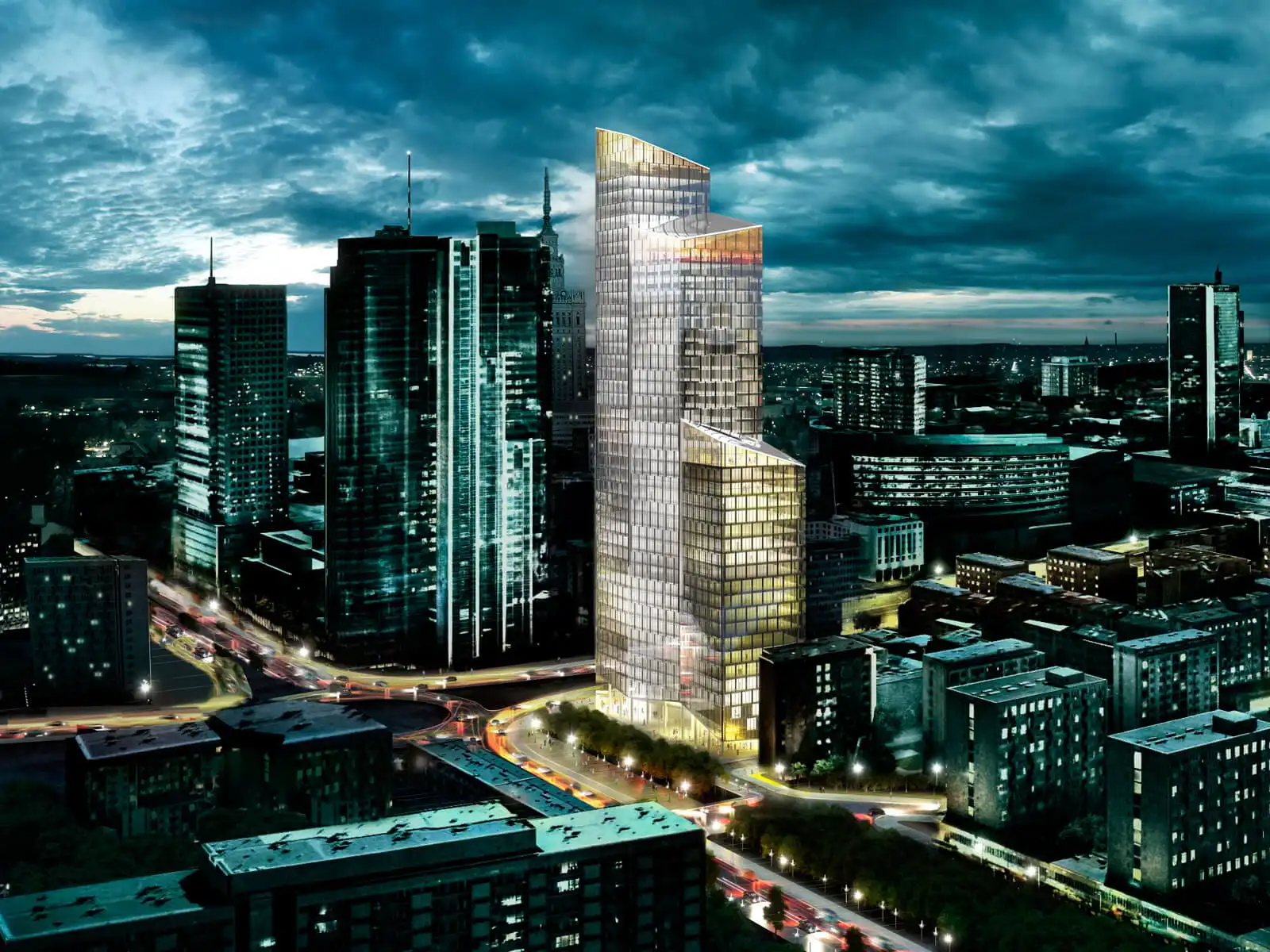 Office Tower in Warsaw Displaying Unique Elegant Shape