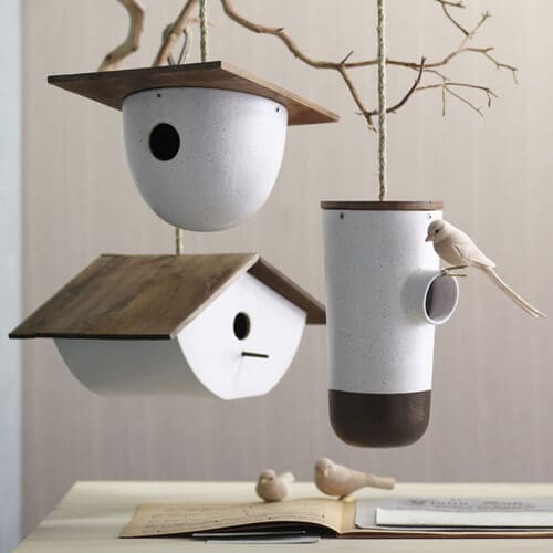 Modern--white-birdhouses