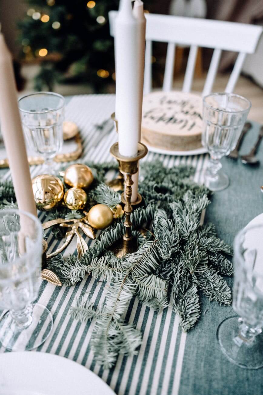 table decorated for christmas celebration
