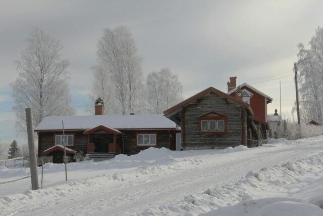brown concrete house near white tree