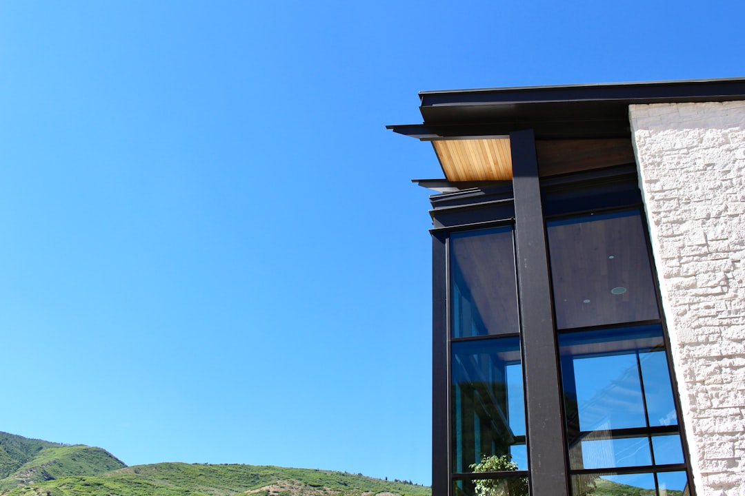 Mountain modern home architecture with expansive glass windows