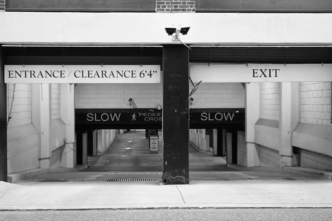 Parking garage entrance with 6'4