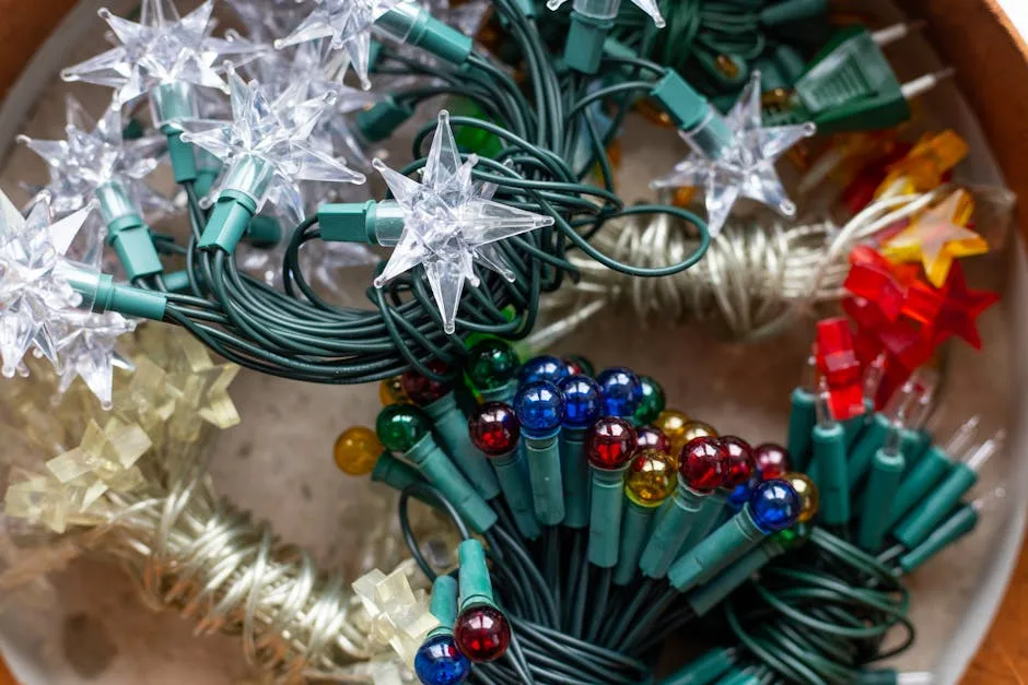 Assorted Christmas string lights with star-shaped