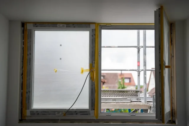 New window installation with protective film and y