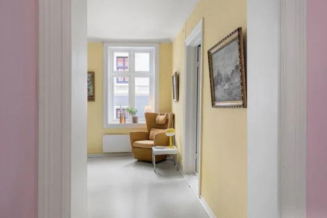 Two tone interior walls with soft yellow and white