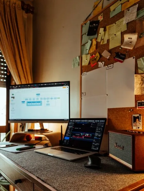 Dedicated home office workspace in rental with lap