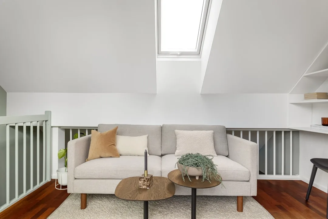 Finished attic conversion living space with skylig